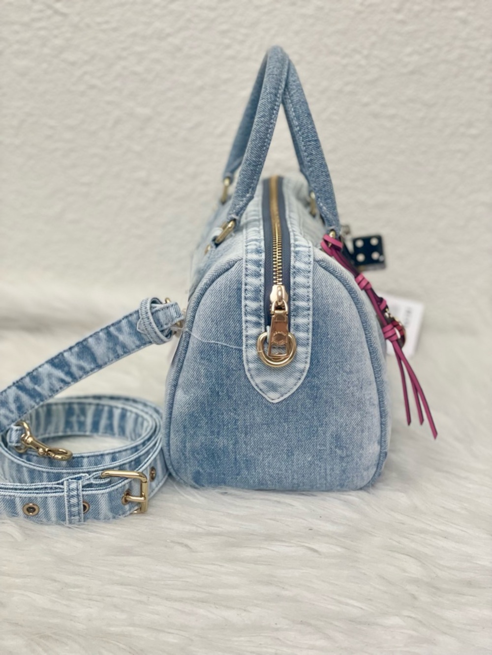 NWT Coach Rowan Satchel Bag In Denim With Charms CDY74 in Light Indigo - Picture 5 of 8